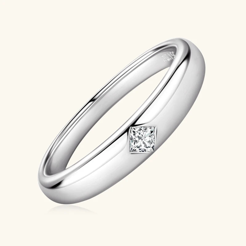 ANZIW 18k Gold Plated Wedding Ring 925 Silver D Color Princess Cut Square Moissanite Promise Bands for Women Certificate GRA
