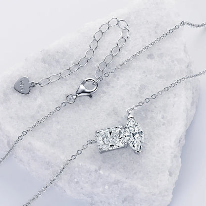 3CTW. 2ct Emerald Cut and Pear Cut D Moissanite Pendant Necklace for Women s925 Silver Certified Jewelry Party Birthday Gift