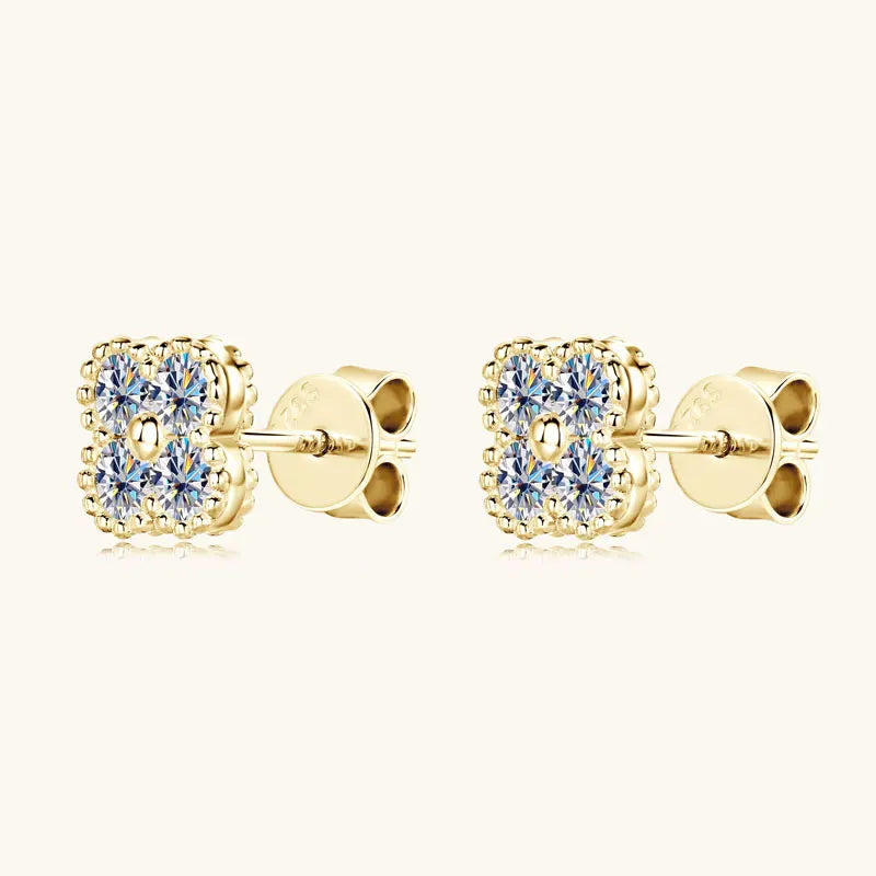 Trendy Clover Flower Stud Earrings 3mm D Moissanite Lab Diamond 100% Real 925 Silver Piercing Ear Jewelry for Women Gifts 2025