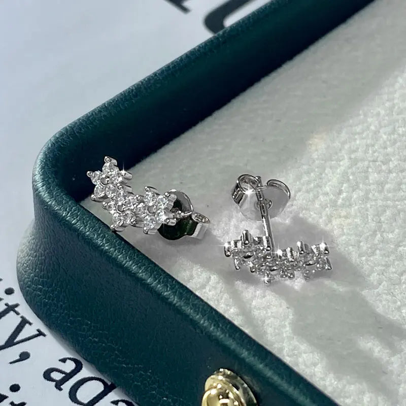 Anziw 2026 New D Color Moissanite Flower-Style Stud Earrings Lab Diamond Piercing Earrings For Women Valentine's Jewelry Gifts