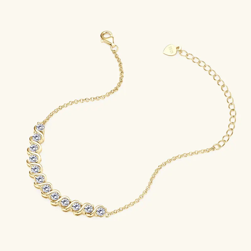 Anziw Real 3mm D Color Moissanite Infinity Bracelet for Women 925 Silver Adjustable Chain 2025 Trend Certified Fine Jewelry Gift