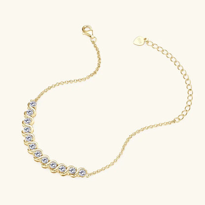 Anziw Real 3mm D Color Moissanite Infinity Bracelet for Women 925 Silver Adjustable Chain 2025 Trend Certified Fine Jewelry Gift