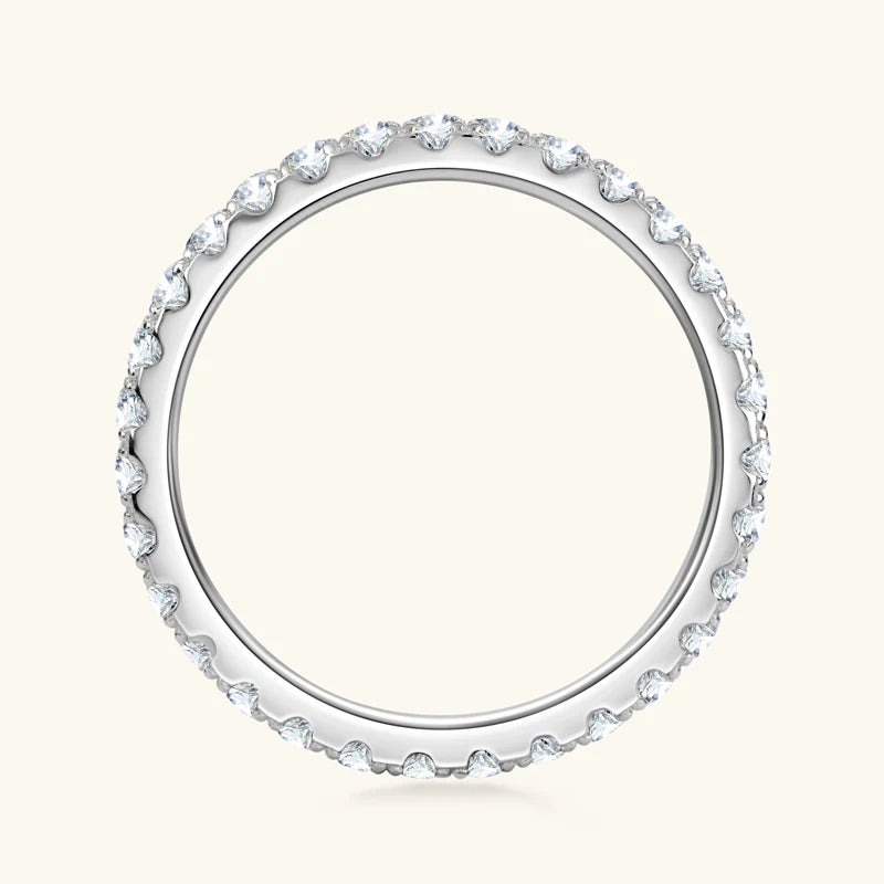 Classic 925 Sterling Silver Full Eternity Ring 2mm D Moissanite Rings Stackable Finger Bands for Women 18k Gold Plated Jewelry