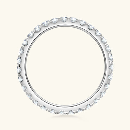 Classic 925 Sterling Silver Full Eternity Ring 2mm D Moissanite Rings Stackable Finger Bands for Women 18k Gold Plated Jewelry