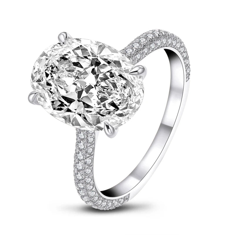Luxury 5 Carat Oval Cut Engagement Ring for Women Zircon Big Diamond 925 Sterling Silver Wedding Promise Ring 925 Bridal Jewelry