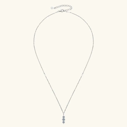 Anziw 1.1ctw. D Moissanite Pendant Necklace for Women 925 Silver Three-Stone Vertical Bar Pendants Adjustable Chain Jewelry Gift