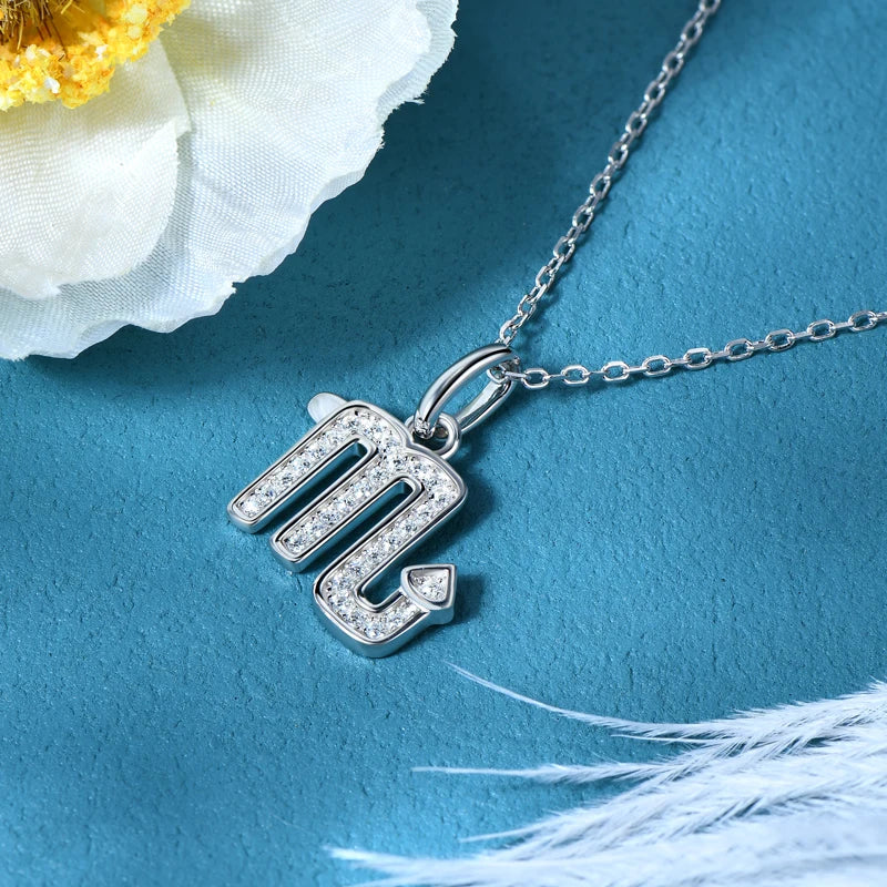 925 Sterling Silver Zodiac Sign 12 Constellation Pendant Micro-Set 1mm Moissanite Necklace Charm For Women Jewelry Birthday Gift