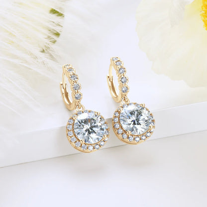 Anziw Real Sparkling 3.0 Ct D Moissanite Drop Hoop Earrings 100% 925 Silver Gold Plated 2.0ct Hanging Earring For Women Jewelry