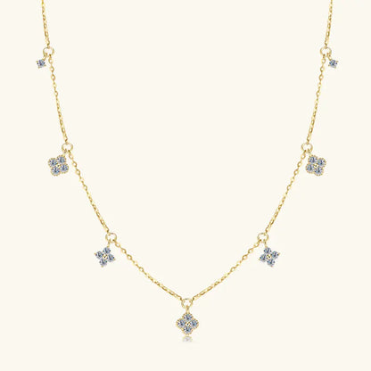 Anziw 3mm D Moissanite Jewelry Set Clover Flower Pendant Necklace Earrings Bracelet 3 in 1 Sets for Women 925 Silver Charm Gifts