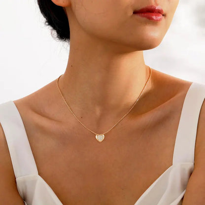 Anziw Love Heart Full Moissanite Solitaire Pendant Necklace for Women 925 Silver Chain Adjustable Collar Jewelry Gift Valentines