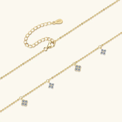 Anziw 3mm D Moissanite Jewelry Set Clover Flower Pendant Necklace Earrings Bracelet 3 in 1 Sets for Women 925 Silver Charm Gifts