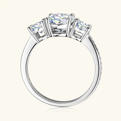 Anziw 3-stone Real 3.6CT Moissanite Wedding Rings for Women 100% S925 Silver Engagement Promise Band Fine Accessories Jewelry