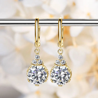Anziw 2CT 1CT D Color Moissanite Dangle Drop Earrings for Women 925 Silver Elegant Wedding Engagement Earrings with Certificate