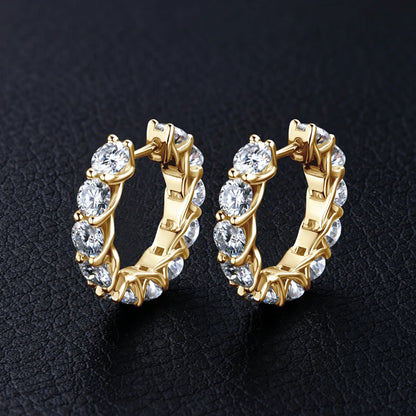 Anziw New 4mm Moissanite Hoops Luxury Eternity Diamond Earrings Solid Silver 925 18K White Gold Plated Jewelry for Women Gifts