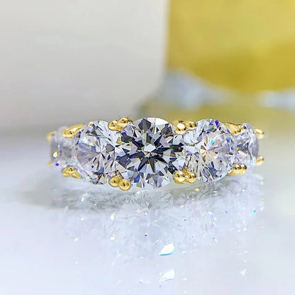 Anziw 5 Stone Rings 3.6cctw D Color Moissanite Engagement Wedding Bands Sliver 925 for Women Sparkling Diamonds Jewelry With