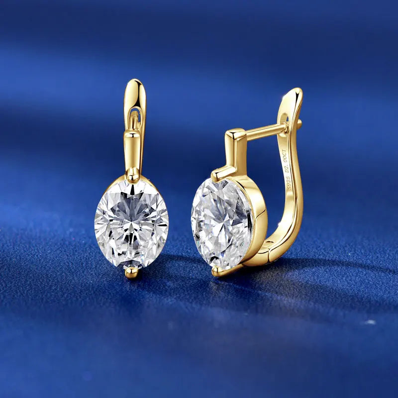 Anziw 2.0CT D Moissanite Drop Earrings for Women 925 Silver U Shaped Hoop Huggie Earrings Wedding Engagement Jewelry 2025 Trend
