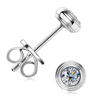 Anziw 3mm D Color Bezel Moissanite Stud Earrings 925 Sterling Silver Earrings Mini Needle for Couple Women Men Valentine's Gift