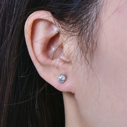 Anziw 0.5ct 1ct D VVS1 GRA Certified Lab Diamond Round Moissanite Stud Earring for Women Gold Filled Wedding Party Jewelry Gifts