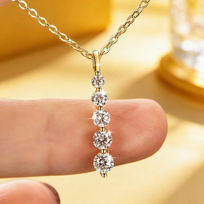 Anziw 0.92cttw D VVS1 Moissanite Pendant Necklace for Women 5-Stone Pendant 14K Gold Filled Collar 2026 Jewelry Valentine's Gift