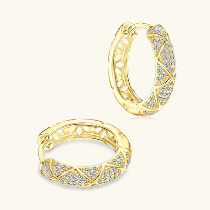 Anziw 2025 New Pave D Moissanite Hoop Huggies Earrings 925 Silver for Women S925 Trendy Fine Jewelry Certified lab Diamond Gift