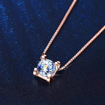 Original 925 Silver Certified 0.5CT D Color Moissanite Jewelry Set Solitaire Pendant Necklace Stud Earrings for Women Gifts S925