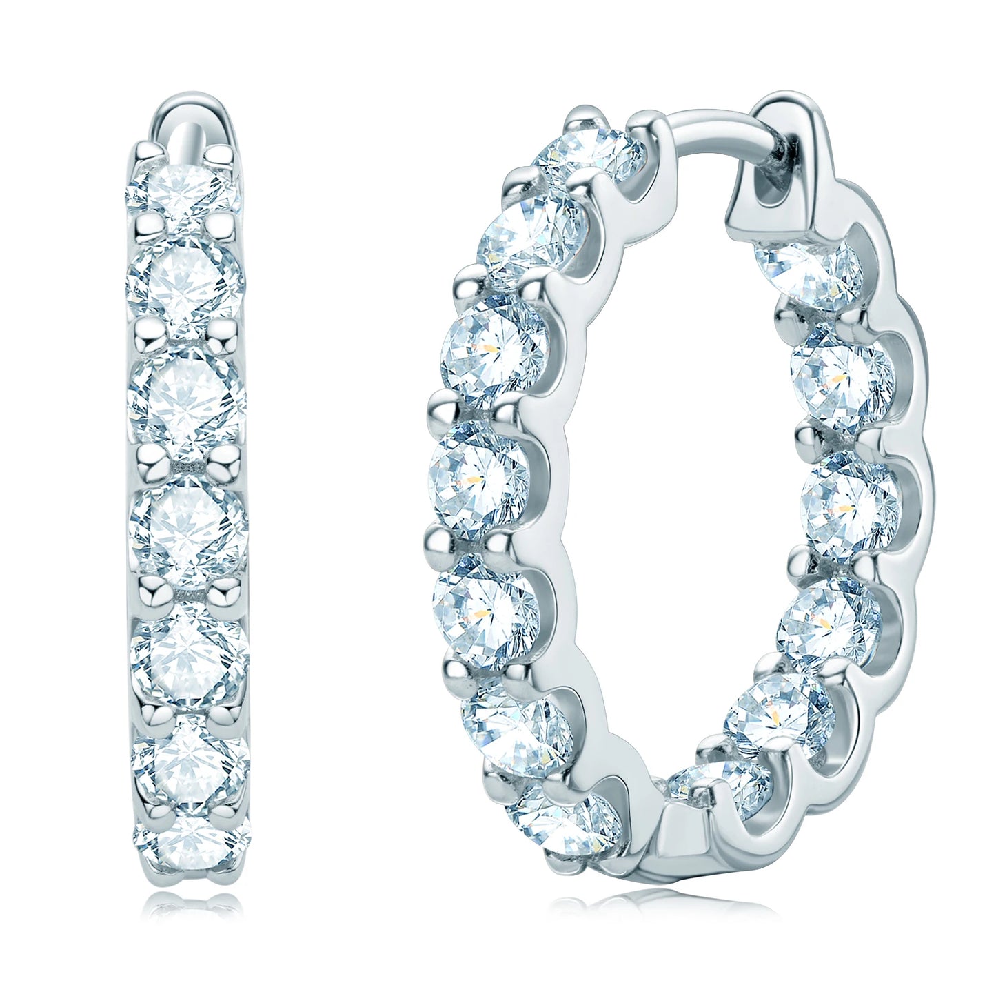 Anziw Sparking 3mm D VVS1 Full Moissanite Hoop Earrings for Women 925 Sterling Silver 14k Yellow Gold Plated 2023 Trendy Jewelry
