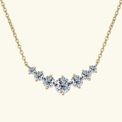 Anziw 4mm&3mm Bubble Moissanite Curved Pendant Necklace for Women 925 Silver Collar French Unique Jewelry 2025 Anniversary Gift