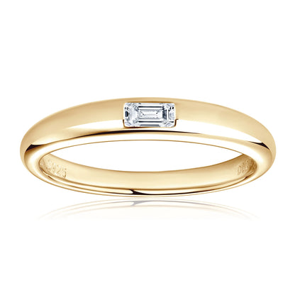 ANZIW 18k Gold Plated Wedding Ring 925 Silver D Color Princess Cut Square Moissanite Promise Bands for Women Certificate GRA