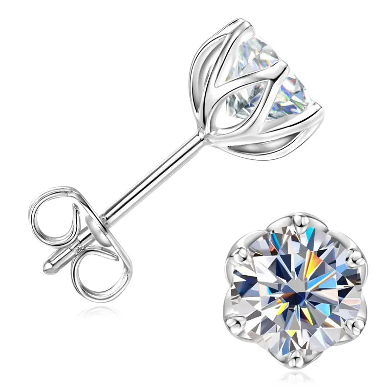 Anziw 0.5ct 1ct D VVS1 GRA Certified Lab Diamond Round Moissanite Stud Earring for Women Gold Filled Wedding Party Jewelry Gifts