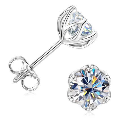 Anziw 0.5ct 1ct D VVS1 GRA Certified Lab Diamond Round Moissanite Stud Earring for Women Gold Filled Wedding Party Jewelry Gifts