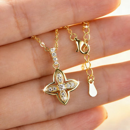 Anziw 14k Gold Filled Adjustable Necklace Moissanite Flower Pendant Gold Bonded Necklaces Collar for Women GRA Certified Jewelry
