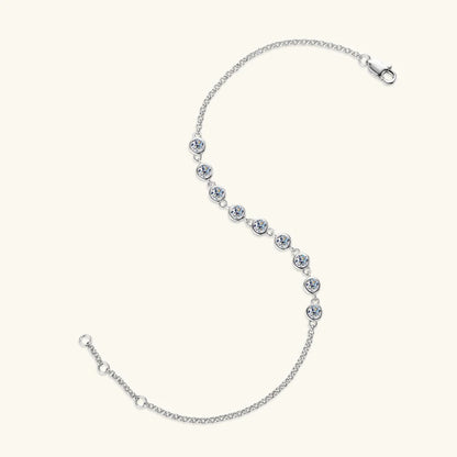 Anziw Fashion 925 Sterling Silver Bubble Bracelet 2.5mm D Color Bezel Moissanite Bracelets for Women Birthday Gift Fine Jewelry