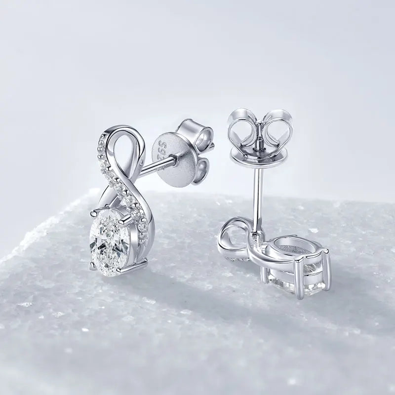 Oval Cut 3.0cttw D Moissanite Jewelry Set for Women 925 Silver 2ct Infinity Pendant Necklace 0.5ct Stud Earrings Sets 2025 Gifts