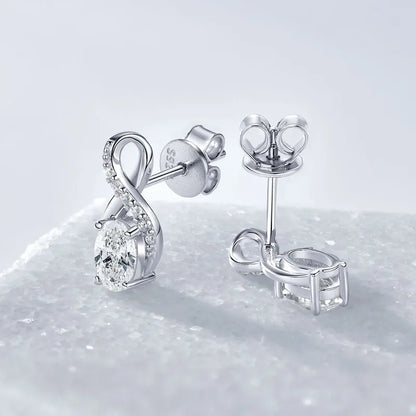 Oval Cut 3.0cttw D Moissanite Jewelry Set for Women 925 Silver 2ct Infinity Pendant Necklace 0.5ct Stud Earrings Sets 2025 Gifts