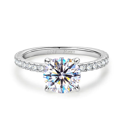 Anziw Solitaire 2ct Moissanite Diamond Ring 925 Sterling Sliver Sparking Wedding Promise Finger Rings for Women with Certificate