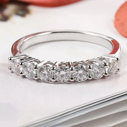 3mm 7 Stones D Color Moissanite Eternity Bands Simply Stackable Silver 925 Real Sparkling Wedding Engagement Fine  Jewelry Gifts