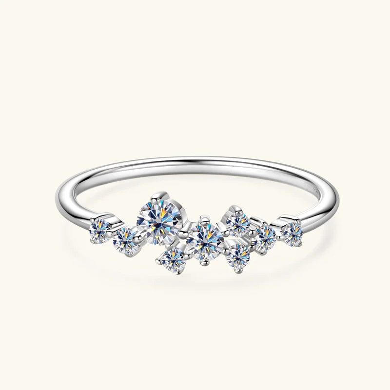 Anziw Real S925 Ring Cluster Moissanite Sterling Silver Wedding Engagement Finger Rings Fashion Band for Women Fine Jewelry 925