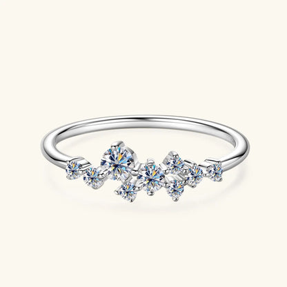 Anziw Real S925 Ring Cluster Moissanite Sterling Silver Wedding Engagement Finger Rings Fashion Band for Women Fine Jewelry 925
