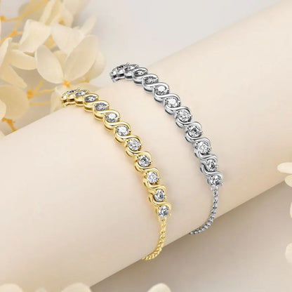 Anziw Real 3mm D Color Moissanite Infinity Bracelet for Women 925 Silver Adjustable Chain 2025 Trend Certified Fine Jewelry Gift
