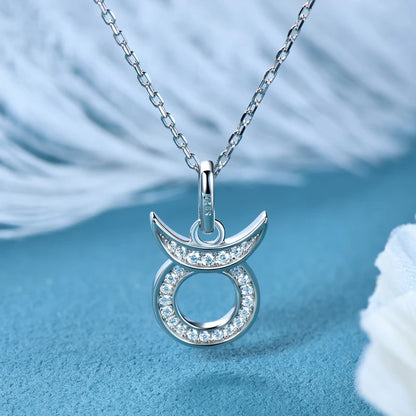 925 Sterling Silver Zodiac Sign 12 Constellation Pendant Micro-Set 1mm Moissanite Necklace Charm For Women Jewelry Birthday Gift