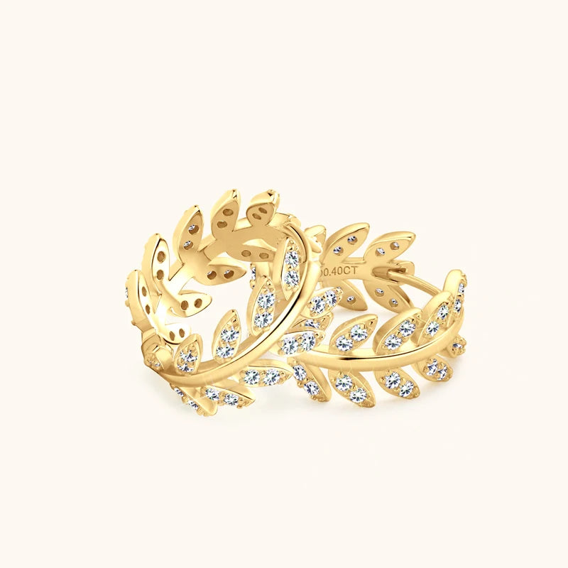 Anizw 1.3mm D Moissanite Earrings 925 Sterling Silver Mini Hoops 14k Gold Plated Cute Leaf Earring Studs for Women Trend Jewelry