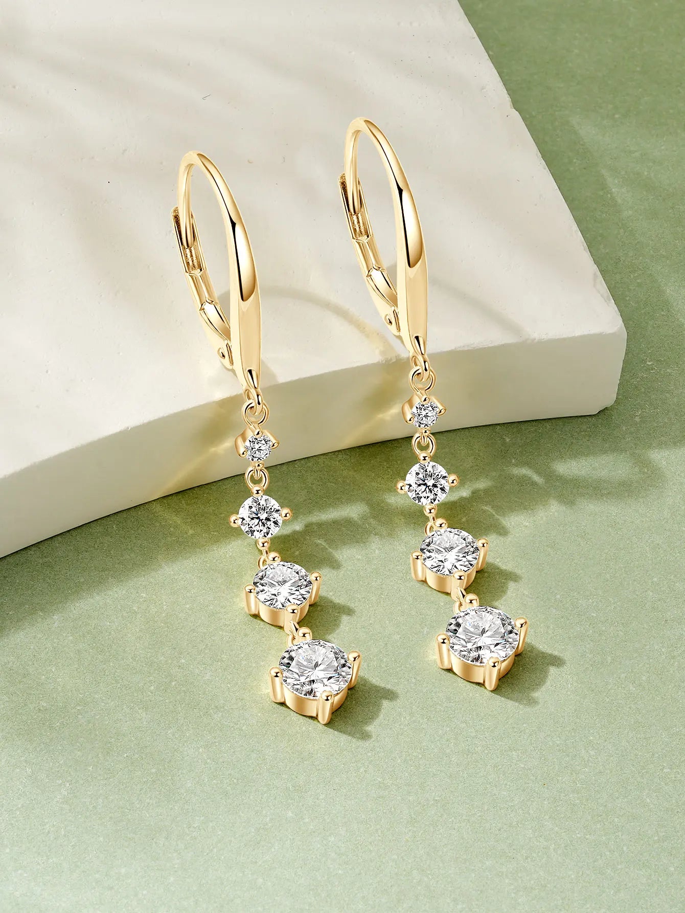 Anziw 42mm Long Dangle D Moissanite Drop Earrings for Women 925 Sterling Silver Hoop Clip Earrings Wedding Fine Jewelry Gift