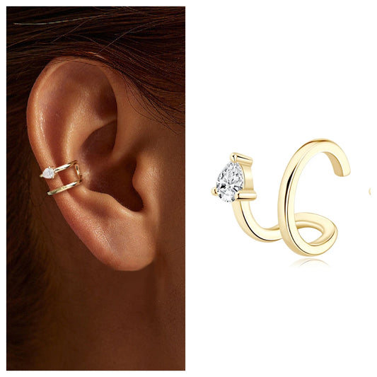 Anziw Ear Cuffs No Piercing Earring Real Pear Cut D0.30ct Moissanite Clip On Earrings 100% 925 Sterling Silver for Women Jewelry