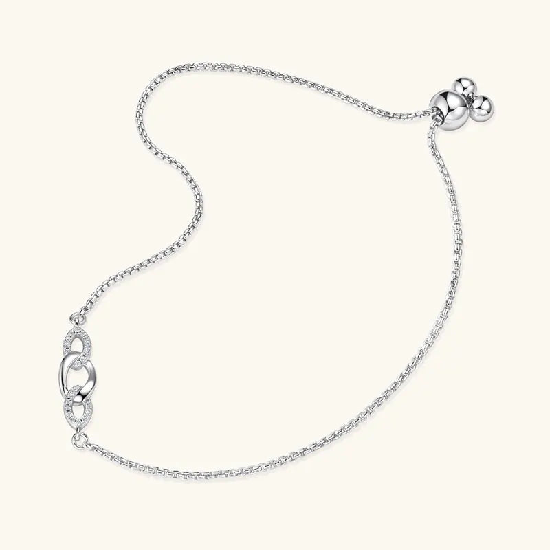 Anziw S925 0.8mm Moissanite Bracelet 24cm Stretch Adjustable Chain 925 Silver Circle Bracelet for Women Trendy Hand Jewelry Gift