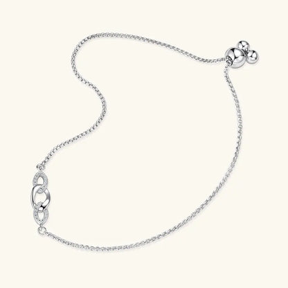Anziw S925 0.8mm Moissanite Bracelet 24cm Stretch Adjustable Chain 925 Silver Circle Bracelet for Women Trendy Hand Jewelry Gift