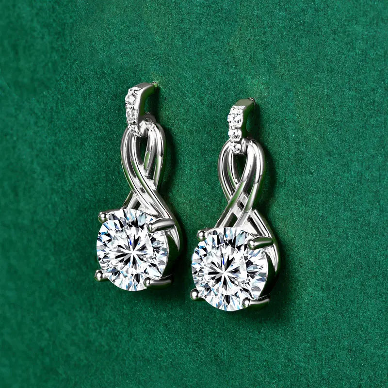 Anziw Real 925 Silver 4CTTW D VVS1 Moissanite Drop Earrings for Women Infinite Studs Earring GRA Certified Wedding Jewelry Gifts