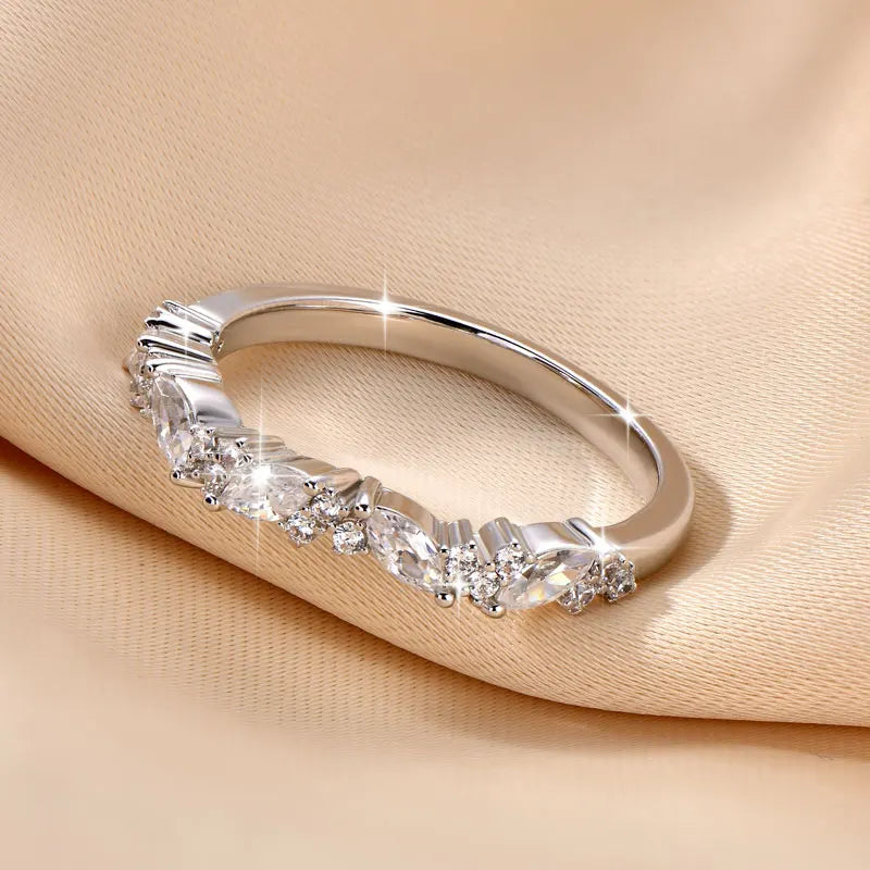 Anziw Stackable Half Eternity Band 2x4mm Cubic Zirconia Simulated Diamond Ring 14K Gold Filled Wedding Jewelry for Women Gift