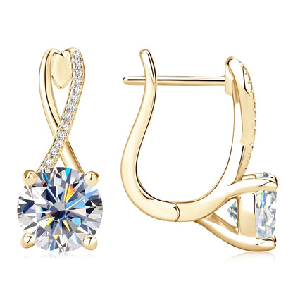 Anziw Real 925 Silver 4CTTW D VVS1 Moissanite Drop Earrings for Women Infinite Studs Earring GRA Certified Wedding Jewelry Gifts