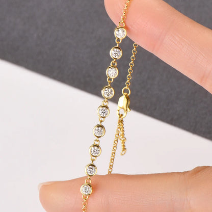 Anziw Fashion 925 Sterling Silver Bubble Bracelet 2.5mm D Color Bezel Moissanite Bracelets for Women Birthday Gift Fine Jewelry