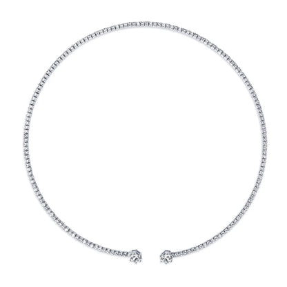 Anziw D1.60CT Heart Cut Moissanite Collar Open Tennis Necklace 925 Sterling Silver Choker for Women Fine Jewelry & Certificate